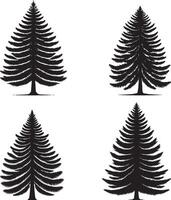 Christmas silhouette trees set vector