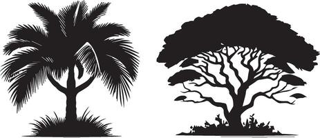 trees silhouettes in the white background vector