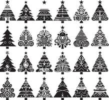 set of Christmas tree icons design vector