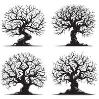 trees silhouettes set vector