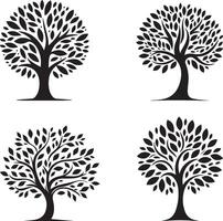 Collection of trees silhouettes vector