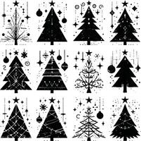 set of christmas trees vector