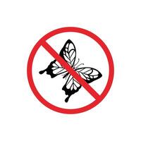prohibited and dangerous signs. butterflydanger. it is forbidden to bring butterfly vector