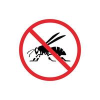 prohibited and dangerous signs. wasp danger. it is forbidden to bring wasp vector