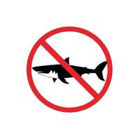 prohibited and dangerous signs. shark danger. it is forbidden to bring shark vector