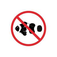 prohibited and dangerous signs. clown fish danger. it is forbidden to bring clown fish vector