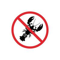prohibited and dangerous signs. lobster danger. it is forbidden to bring lobster vector