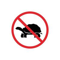 prohibited and dangerous signs. tortoise danger. it is forbidden to bring tortoise vector