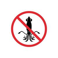 prohibited and dangerous signs. squid danger. it is forbidden to bring squid vector