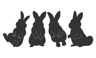 Simple Cute Rabbit Animal Silhouette. Black Rabbit Element in White Background. vector