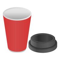 Disposable Empty Red Cup. Disposable Cup Element Drink Container. vector