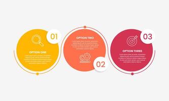 Infographic design, 3 flowing circles options. Presentation, Data, Plan and Marketing. vector