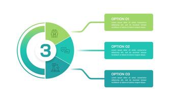 Infographic circle design. 3 option for Business. Presentation, Data, Plan and Marketing. vector