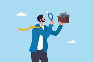 Employee monitoring in remote work, micro management watching every working steps, analyzing or evaluate employee, scanning performance or observation, businessman manager watch at employee working. vector