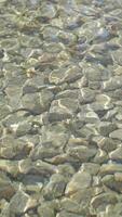 Calm water gently flowing over smooth stones in a serene setting video