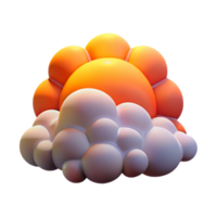 3D Render of Sun Setting Behind Puffy Clouds png