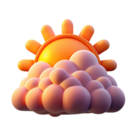 Sunny Day, Fluffy Clouds 3D Render png