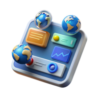 Global Data Interface 3D App Dashboard Visualization png