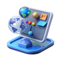 Global Network Interface 3D Digital Dashboard png