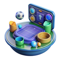 3D Render Colorful Abstract Game Scene with Soccer Ball png