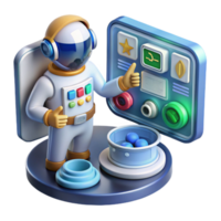 Astronaut Controls Futuristic Interface Space Exploration App png