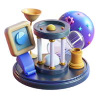 3D Render of Abstract Objects Display, Hourglass, Celestial Sphere png