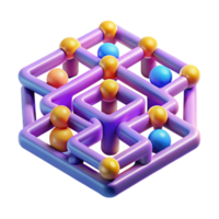 Abstract 3D Network Structure Complex Interconnections png
