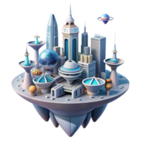Futuristic Floating City A 3D Render of a Utopian Metropolis png