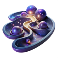 Cosmic Pathways A 3D Abstract Galaxy Maze png