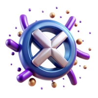 Abstract 3D Render Colorful X Icon with Dynamic Elements png