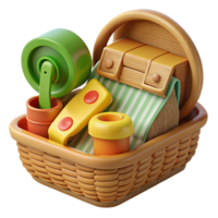 Colorful Playful Picnic Basket with Toys png