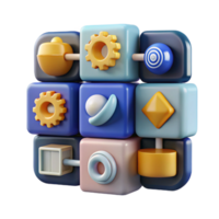 Abstract 3D Colorful Blocks Puzzle png