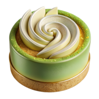 Elegant Spiral Cream Cake Green Matcha Dessert png