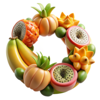 Vibrant Fruit Wreath A Colorful 3D Render png