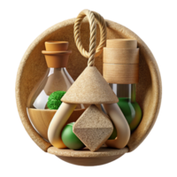 Wooden Bowl Abstract Still Life with Geometric Shapes png