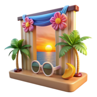 Sunset Ocean View Tropical Getaway Scene png