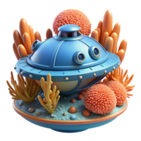 Undersea Spaceship 3D Render of Aquatic Craft png
