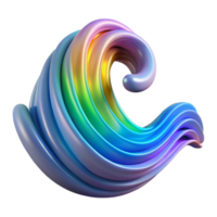 Abstract Rainbow Swirl 3D Render of Colorful, Shiny, Smooth Curves png