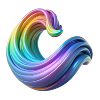 Abstract Rainbow Wave 3D Render of Colorful Swirling Fluid png