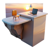 Sunset Desk Edge of the World Workspace png