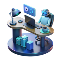 Robot at Desk AI Workplace Productivity Setup png
