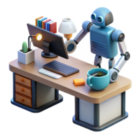 Robot at Desk Automation Workplace of the Future png