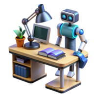Robot at Desk AI Automation in the Workplace png