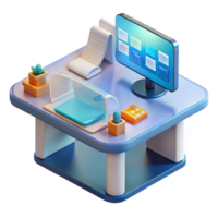 Modern Office Workspace Desk Setup with Computer and Accessories png