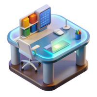 Modern Desk Setup Productivity Workspace with Computer, Laptop, and Accessories png