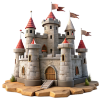 Fairytale Stone Castle 3D Render of Medieval Fortress png