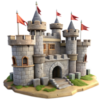 Stone Castle Model Medieval Fortress, 3D Render png