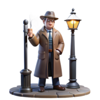 3D Render of a Sleuth at Night png