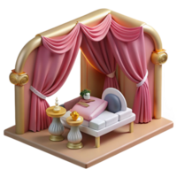 Elegant Canopy Bed with Side Tables 3D Render png