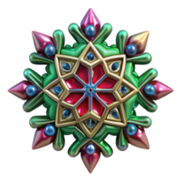 Ornate Jewel Snowflake 3D Render of Abstract Winter Design png
